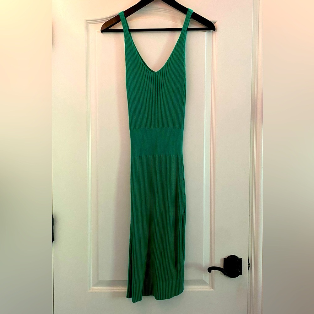 Green Knit Ribbed Dress